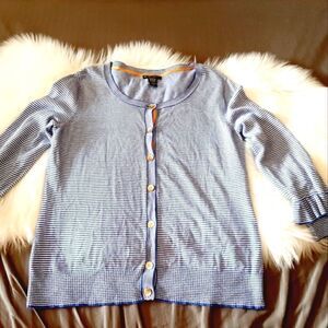 New York & Company sz large blue striped soft cardigan